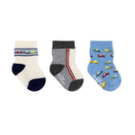 Loads Of Fun 3-Pack Baby Socks in Blue, flat laid