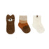 Beary Cute 3-Pack Baby Socks in Brown, flat laid