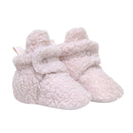 Sherpa Snap Booties in Pastel Pink, perspective view