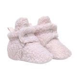 Sherpa Snap Booties in Pastel Pink, perspective view