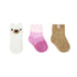 Sweet Bear 3-Pack Baby Socks in Tan, flat laid