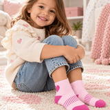 Heart Supreme 3-Pack Quarter Socks in Pink for Toddlers and Kids